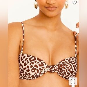J. Crew Small Knot bandeau bikini top in leopard print and XS bottom.